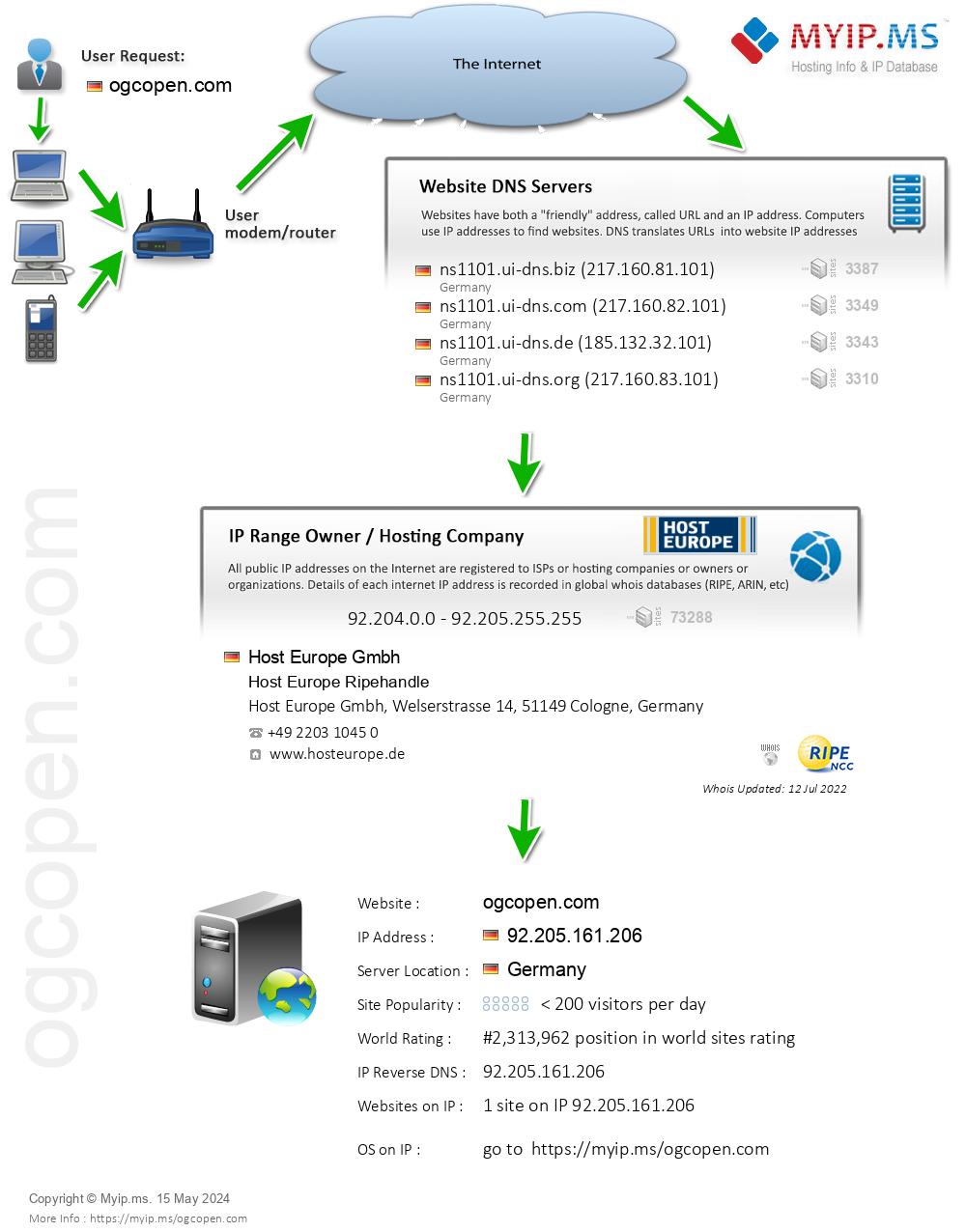 Ogcopen.com - Website Hosting Visual IP Diagram