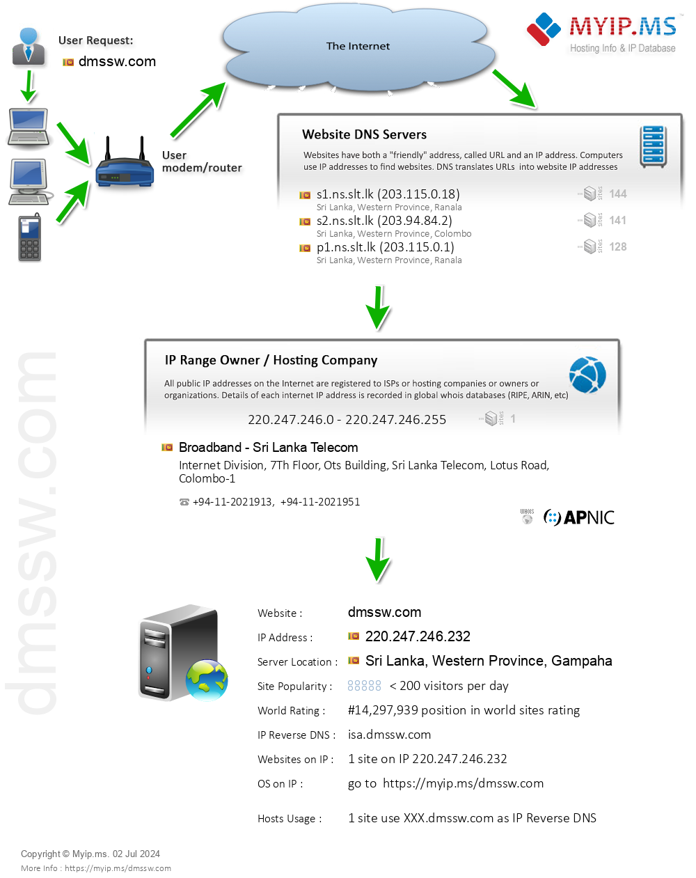 Dmssw.com - Website Hosting Visual IP Diagram