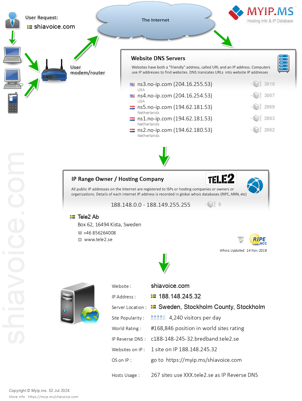 Shiavoice.com - Website Hosting Visual IP Diagram