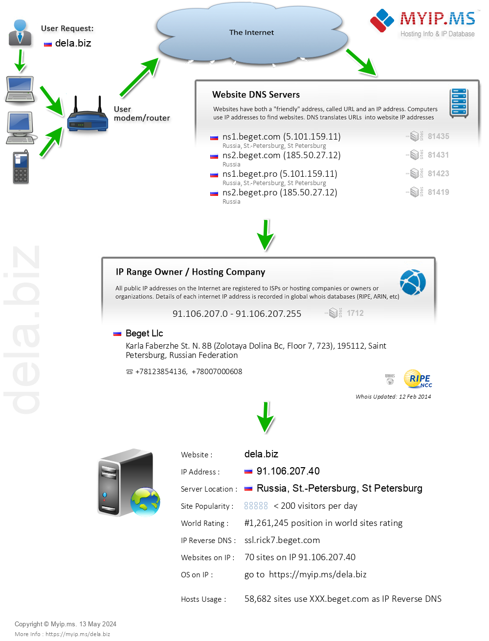 Dela.biz - Website Hosting Visual IP Diagram