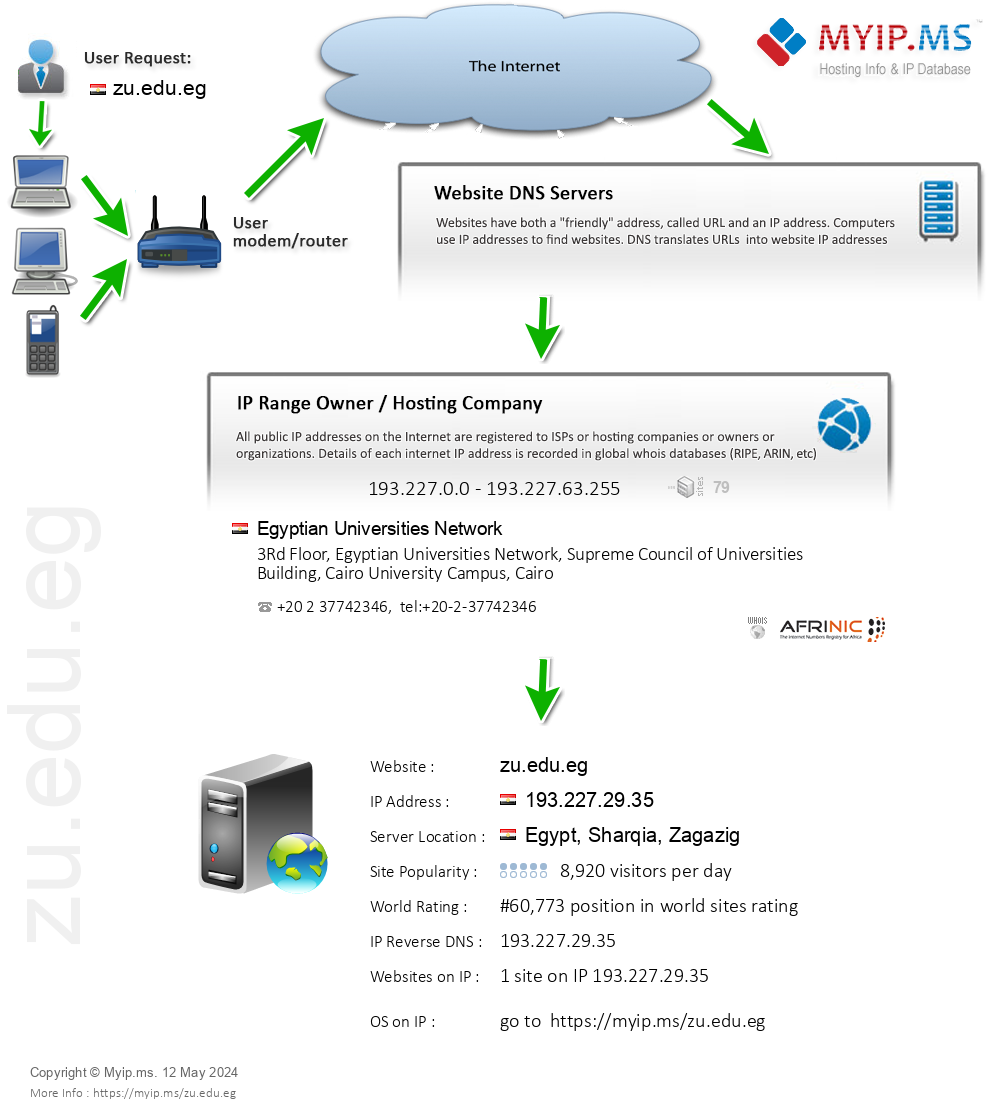 Zu.edu.eg - Website Hosting Visual IP Diagram