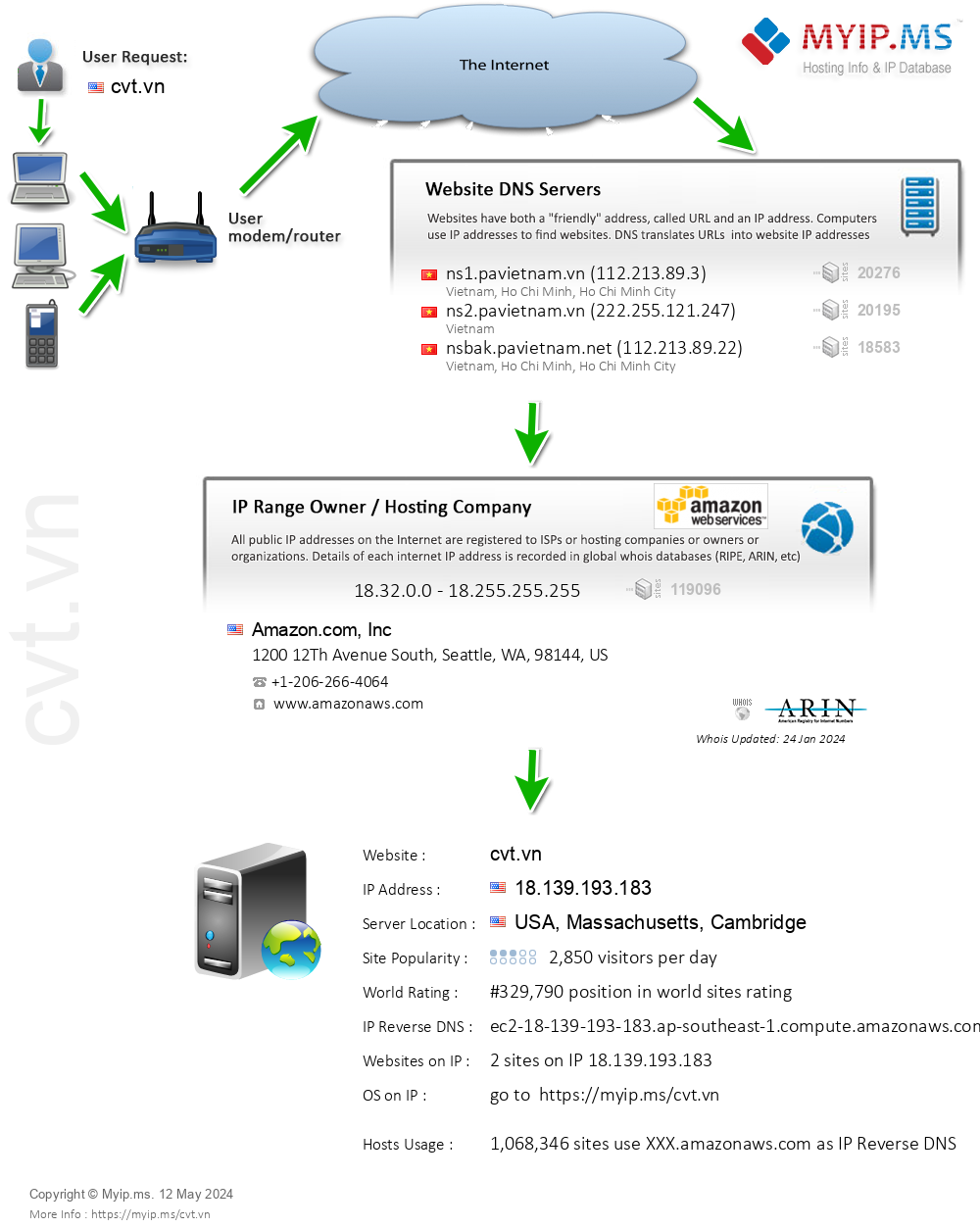 Cvt.vn - Website Hosting Visual IP Diagram