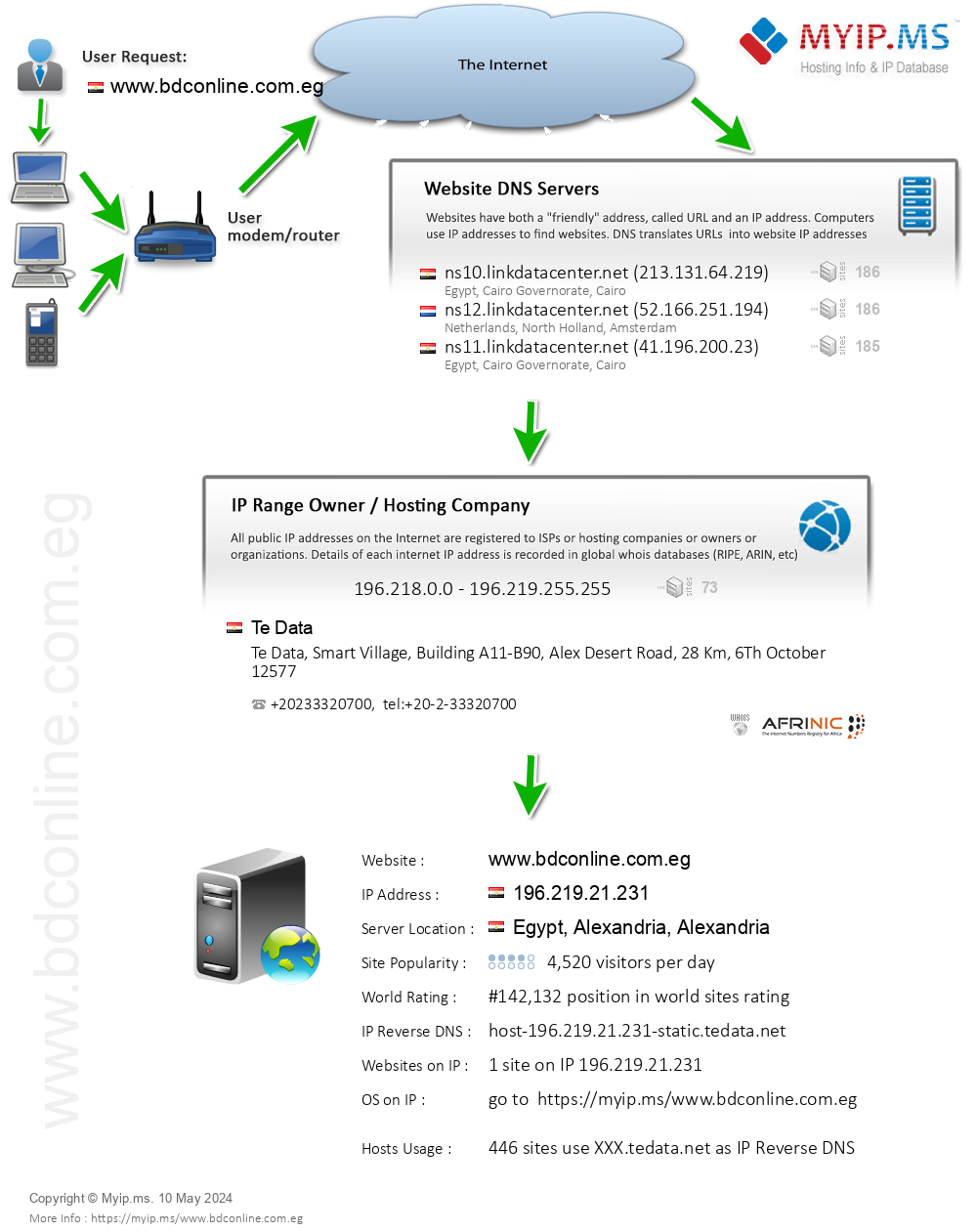 Bdconline.com.eg - Website Hosting Visual IP Diagram