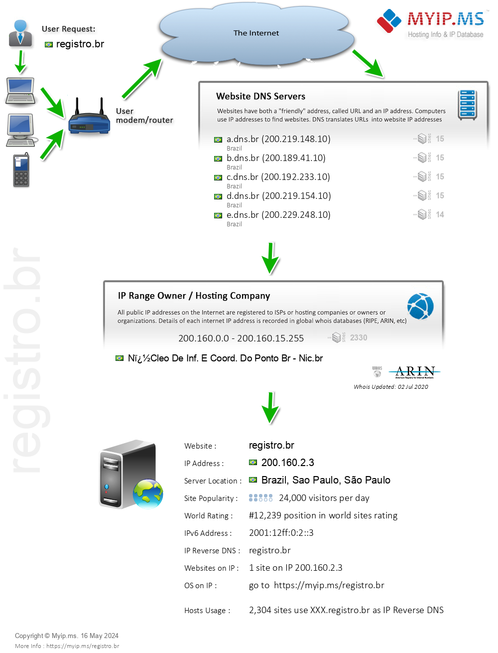 Registro.br - Website Hosting Visual IP Diagram