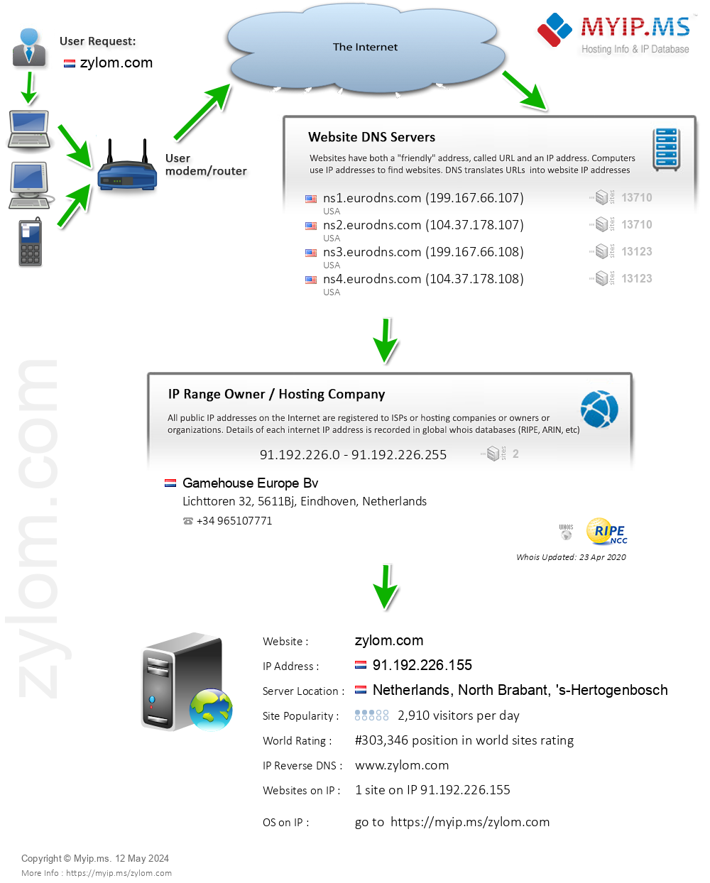 Zylom.com - Website Hosting Visual IP Diagram
