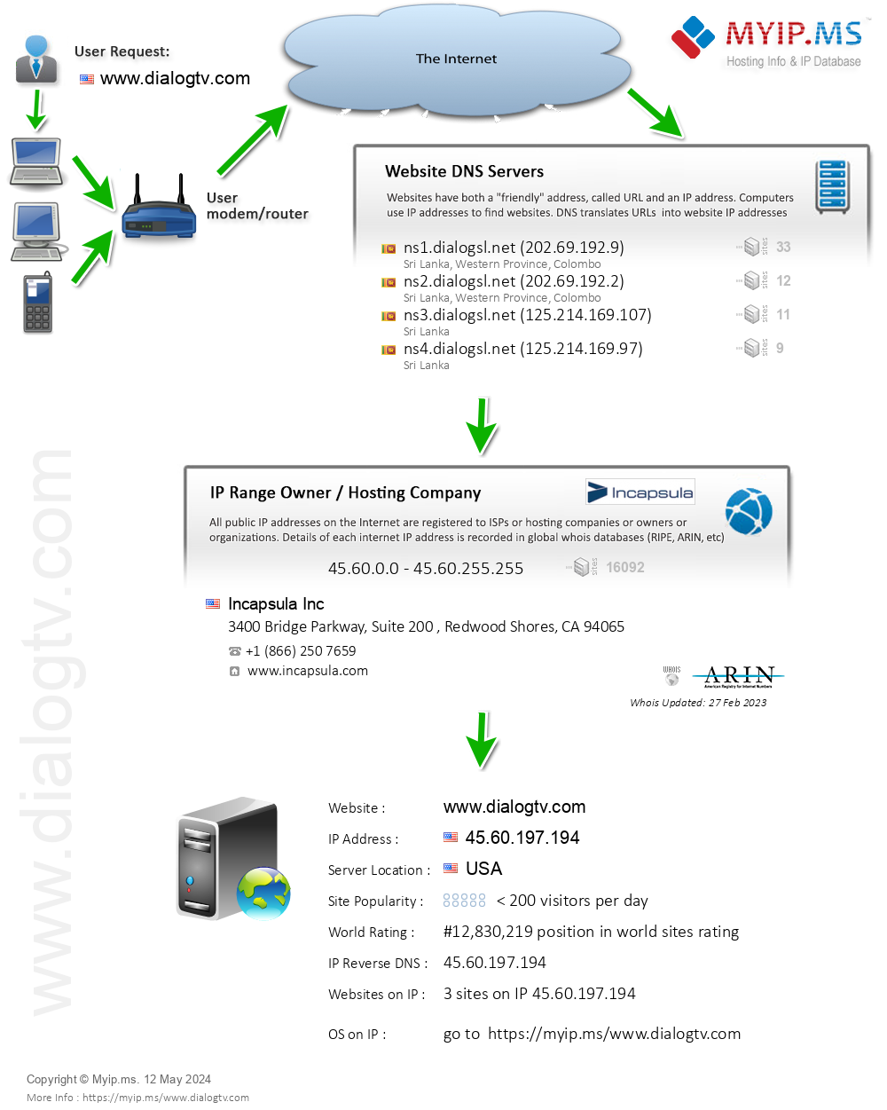 Dialogtv.com - Website Hosting Visual IP Diagram